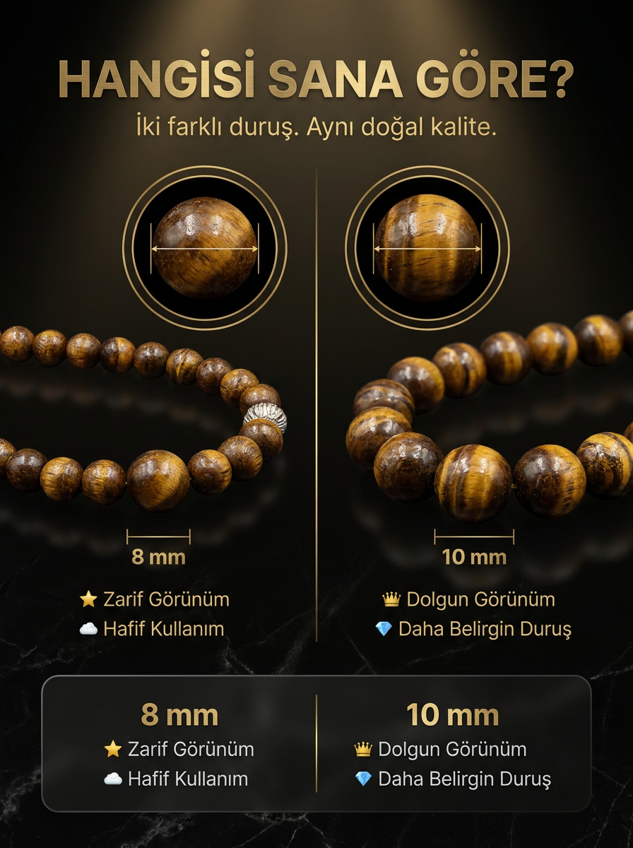 Prestige | Kaplan Gözü Doğal Taş Tespih  - Orijinallik Sertifikası ⭐