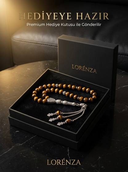 Prestige | Kaplan Gözü Doğal Taş Tespih  - Orijinallik Sertifikası ⭐