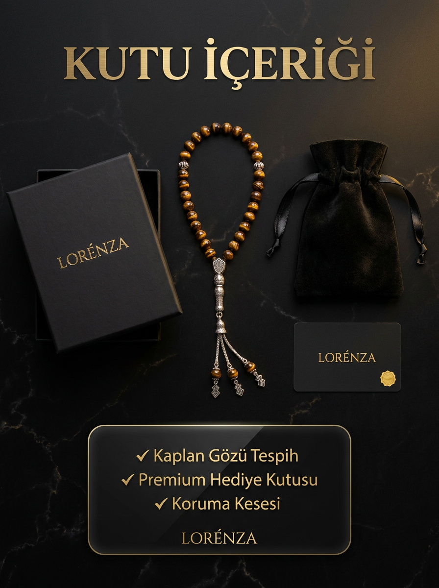 Prestige | Kaplan Gözü Doğal Taş Tespih  - Orijinallik Sertifikası ⭐